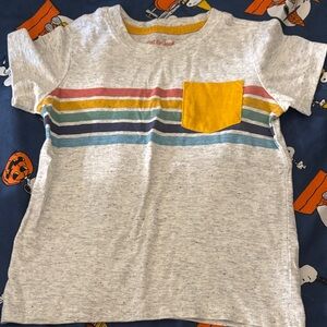 Cat & Jack Kids' Gray Tee with Colorful Stripes and Yellow Pocket